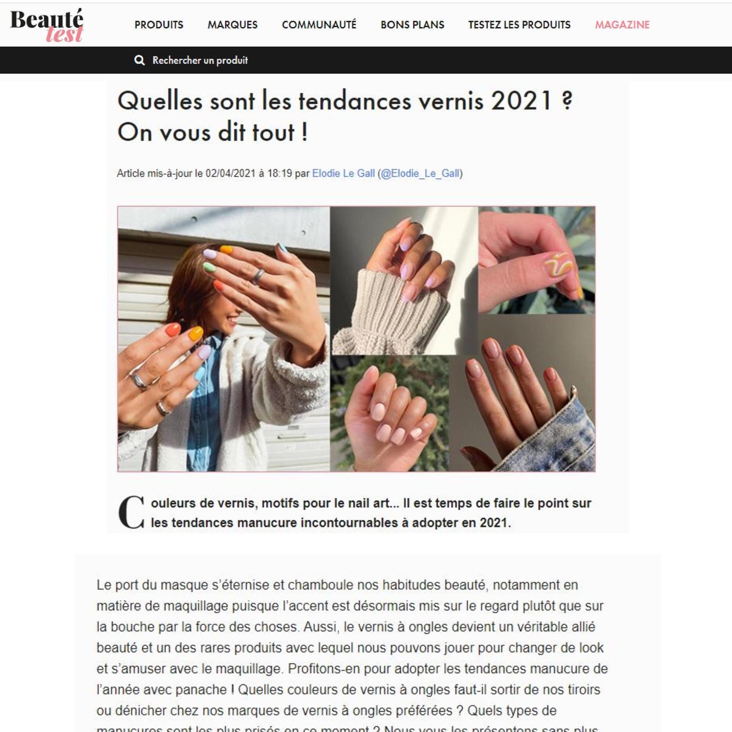 Tendances vernis 2021