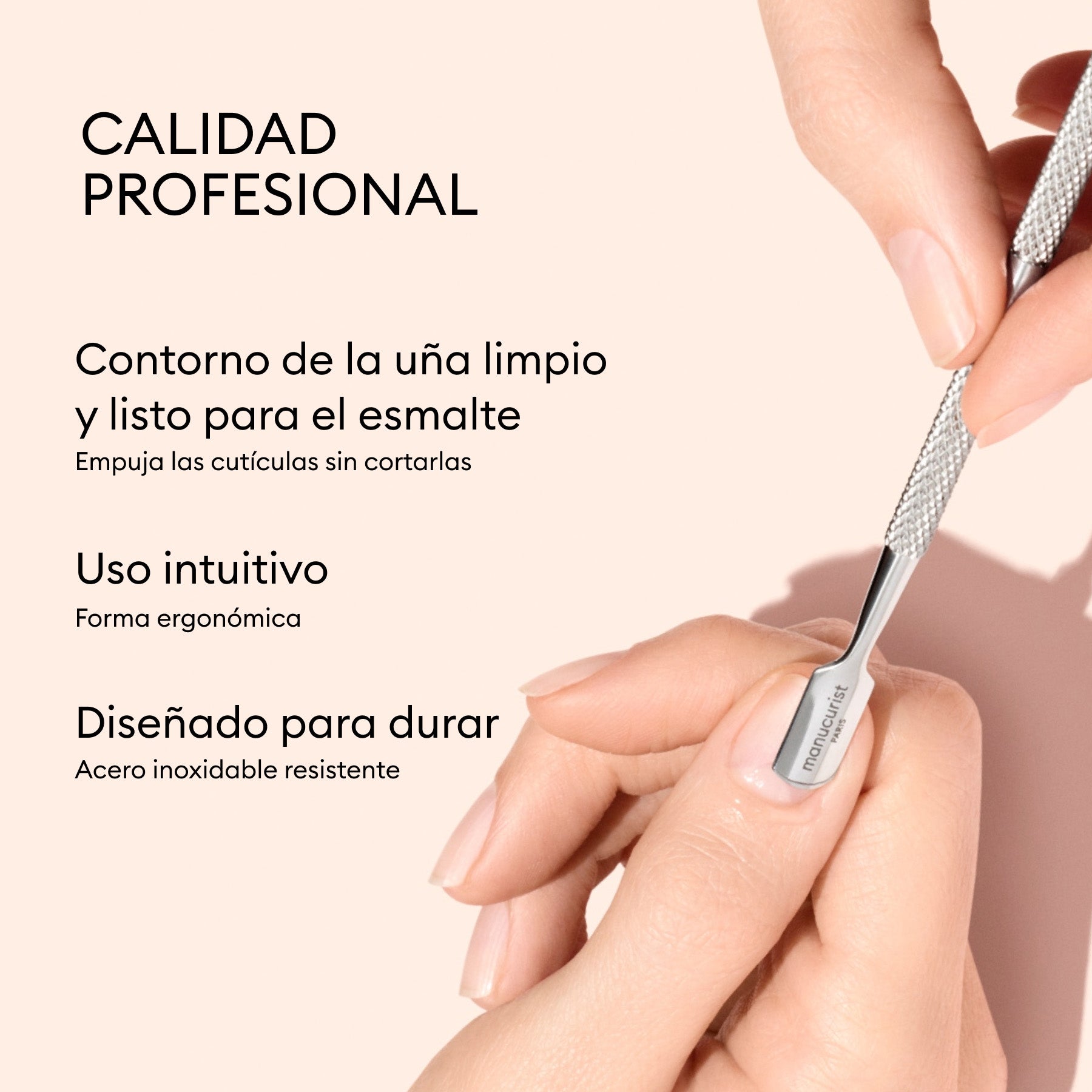 Empujador de cutículas de acero