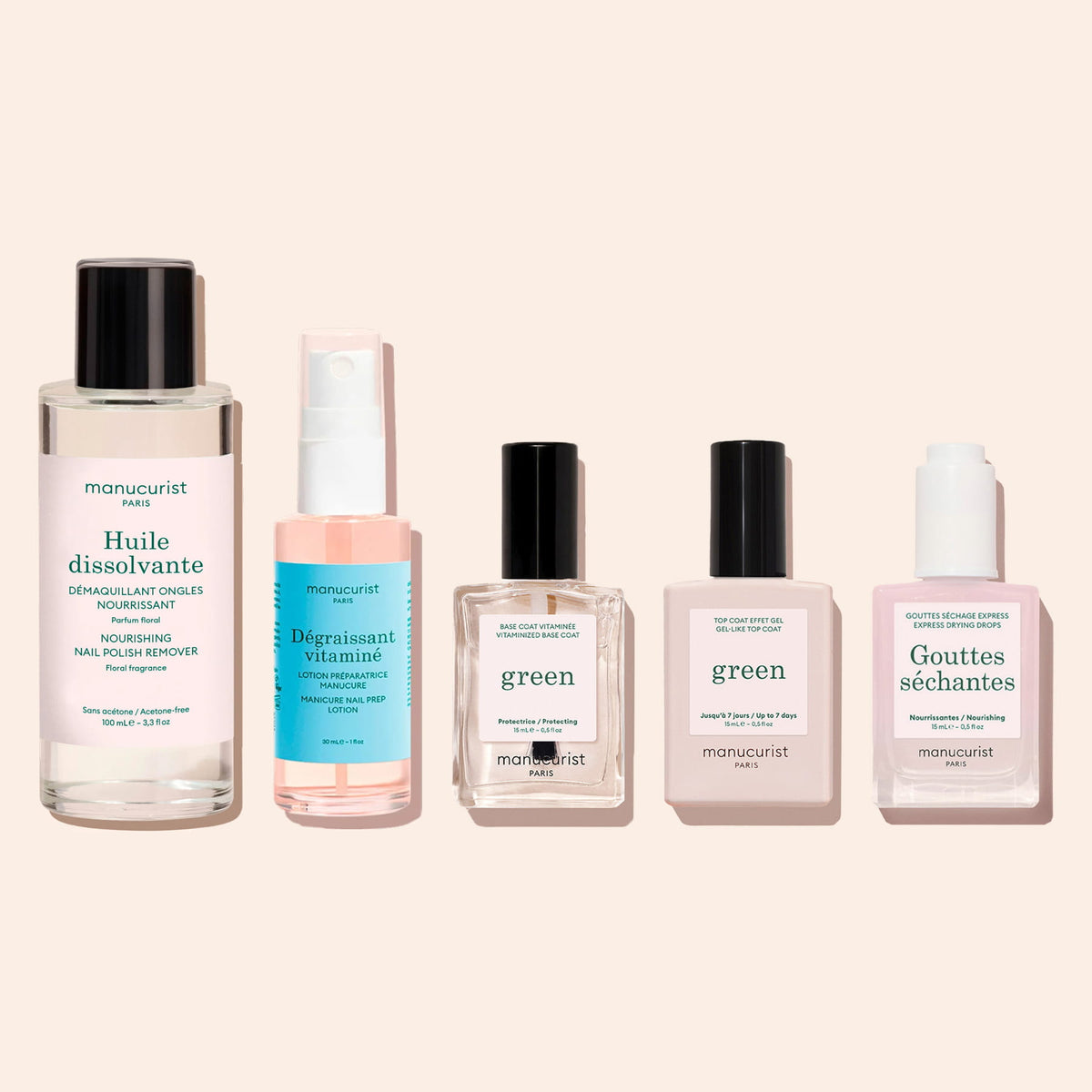 Trio med base, topcoat og remover Green™