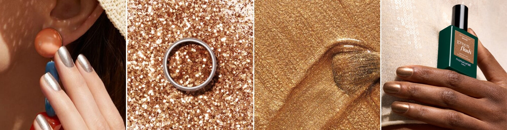 Lifestyle vernis Disco et Bronzé, paillettes Copper, aplat Shimmer