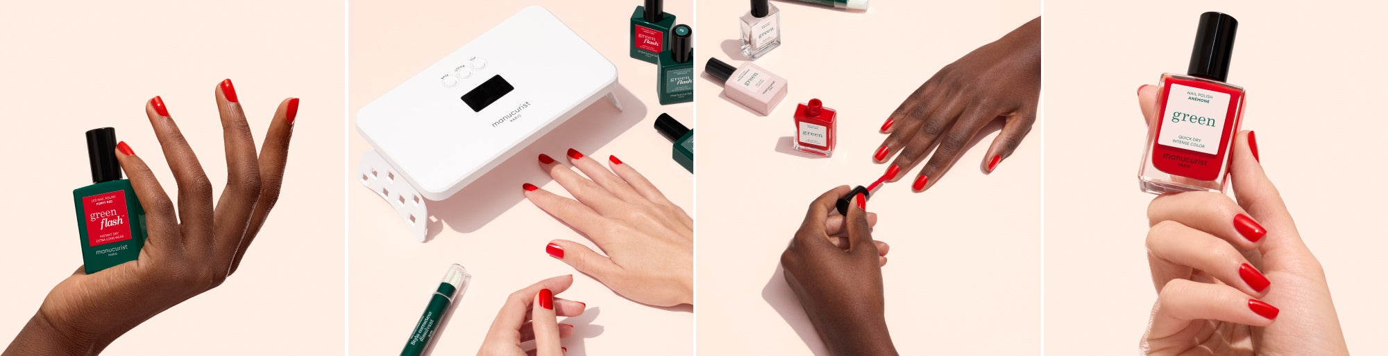 Lifestyle poses et portés vernis rouges Green et Green Flash