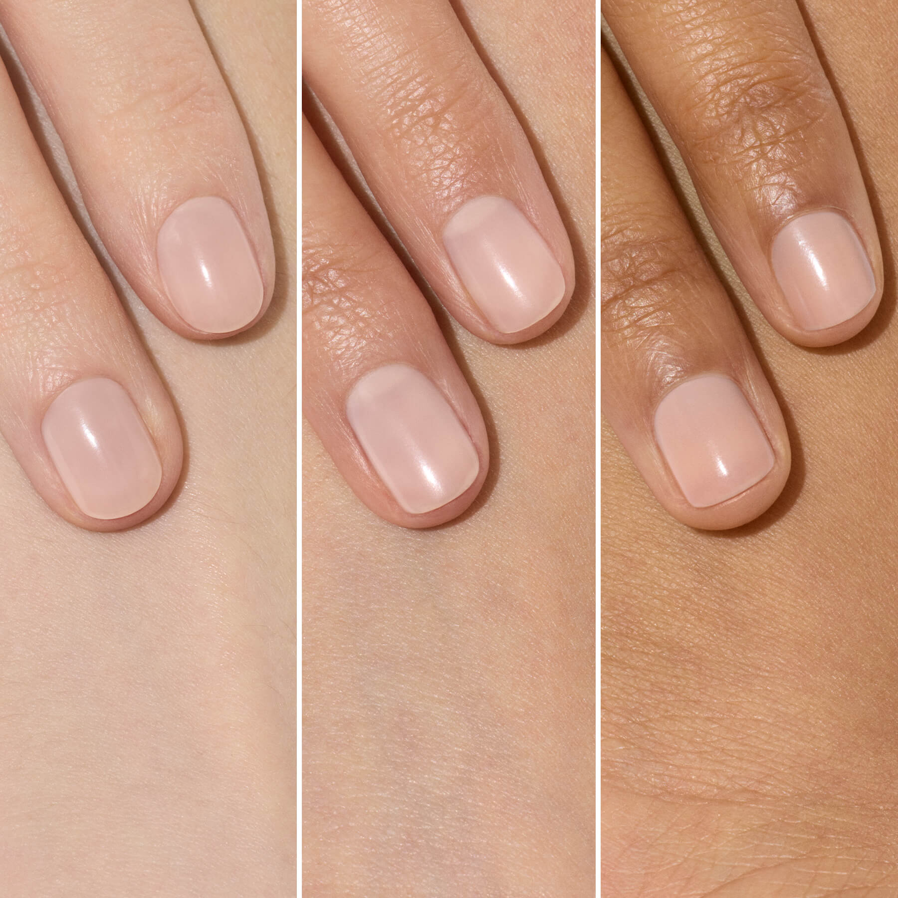 Vernis nude sur trois carnations