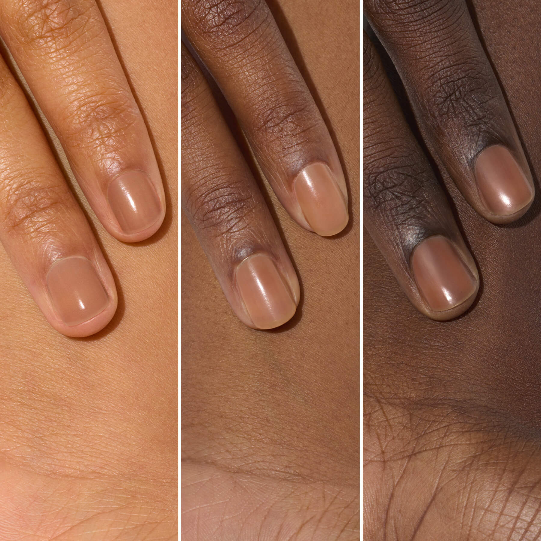 Vernis nude sur trois carnations