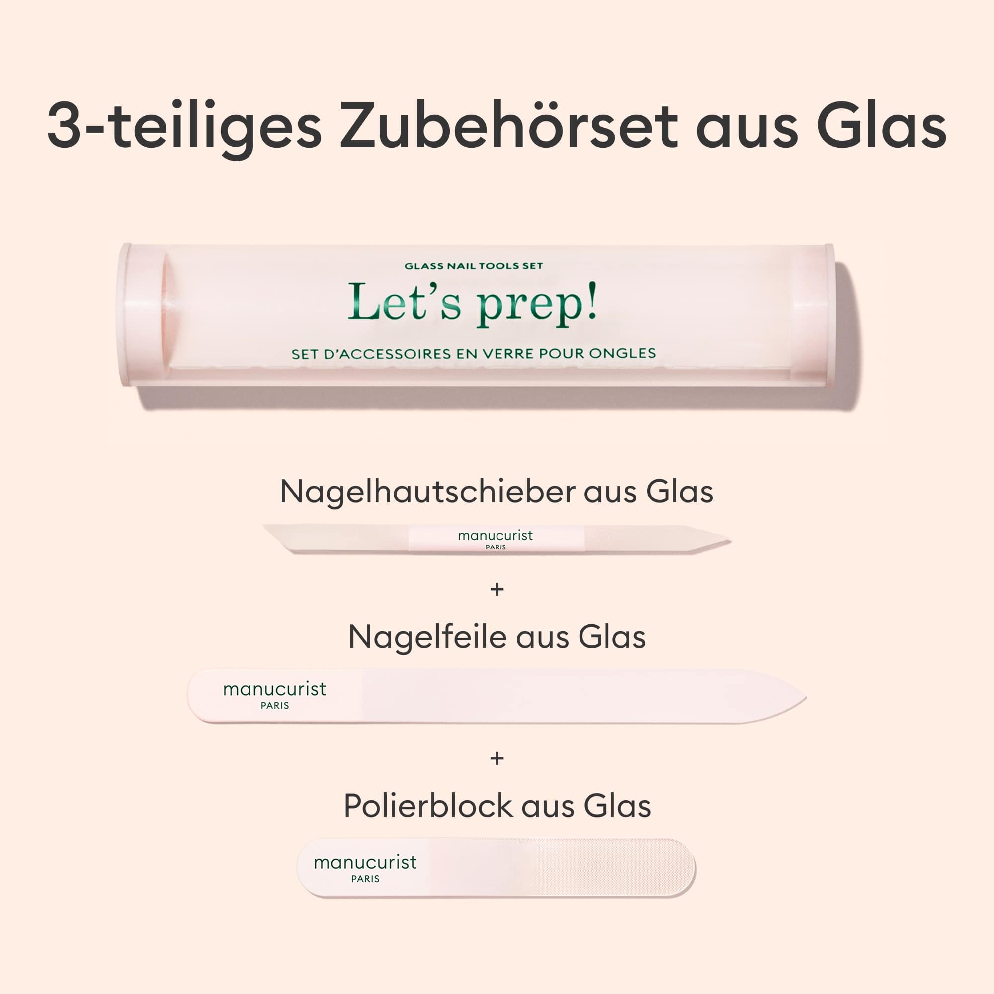 3-teiliges Nagelpflegeset aus Glas