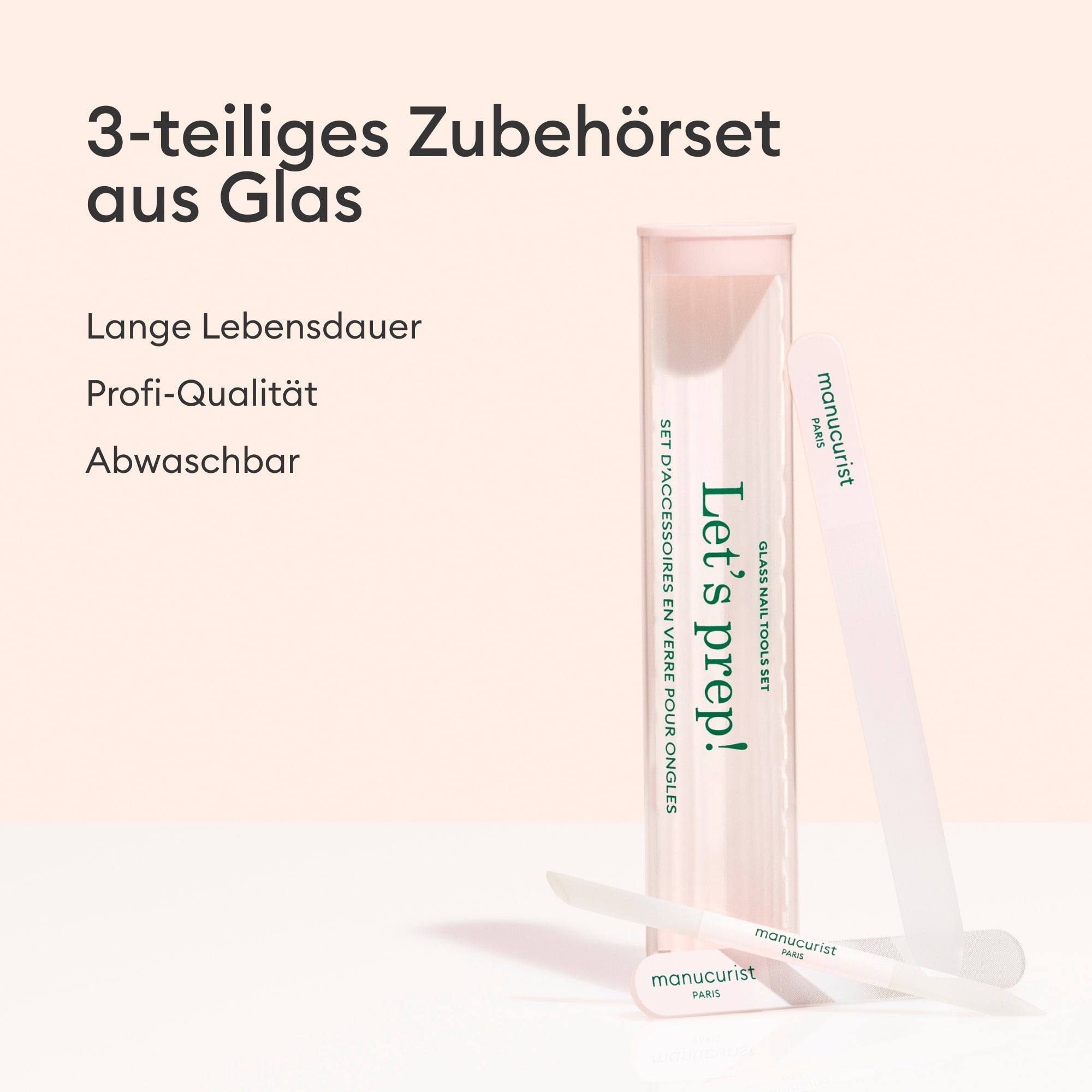 3-teiliges Nagelpflegeset aus Glas