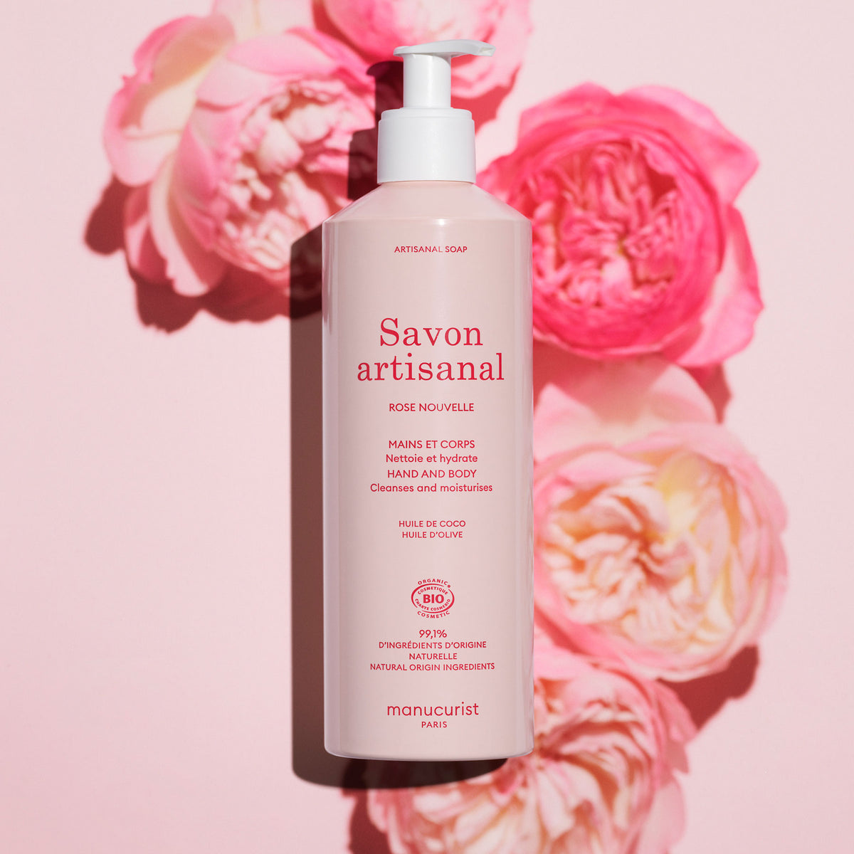 Håndlavet sæbe med duft af Rose Nouvelle - Cosmos Organic - 500ml