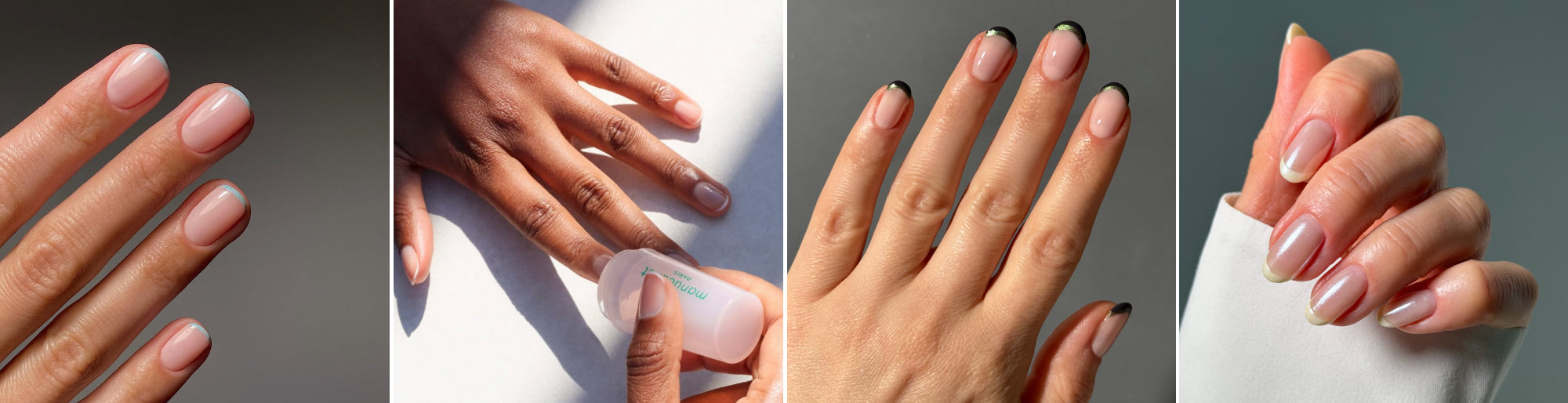 Micro french Light Blue par Matejanova, Lifestyle Mani Stamper, Double French Groove & Queen of night par irasnailroom, French White Glazed par bara.hoyle