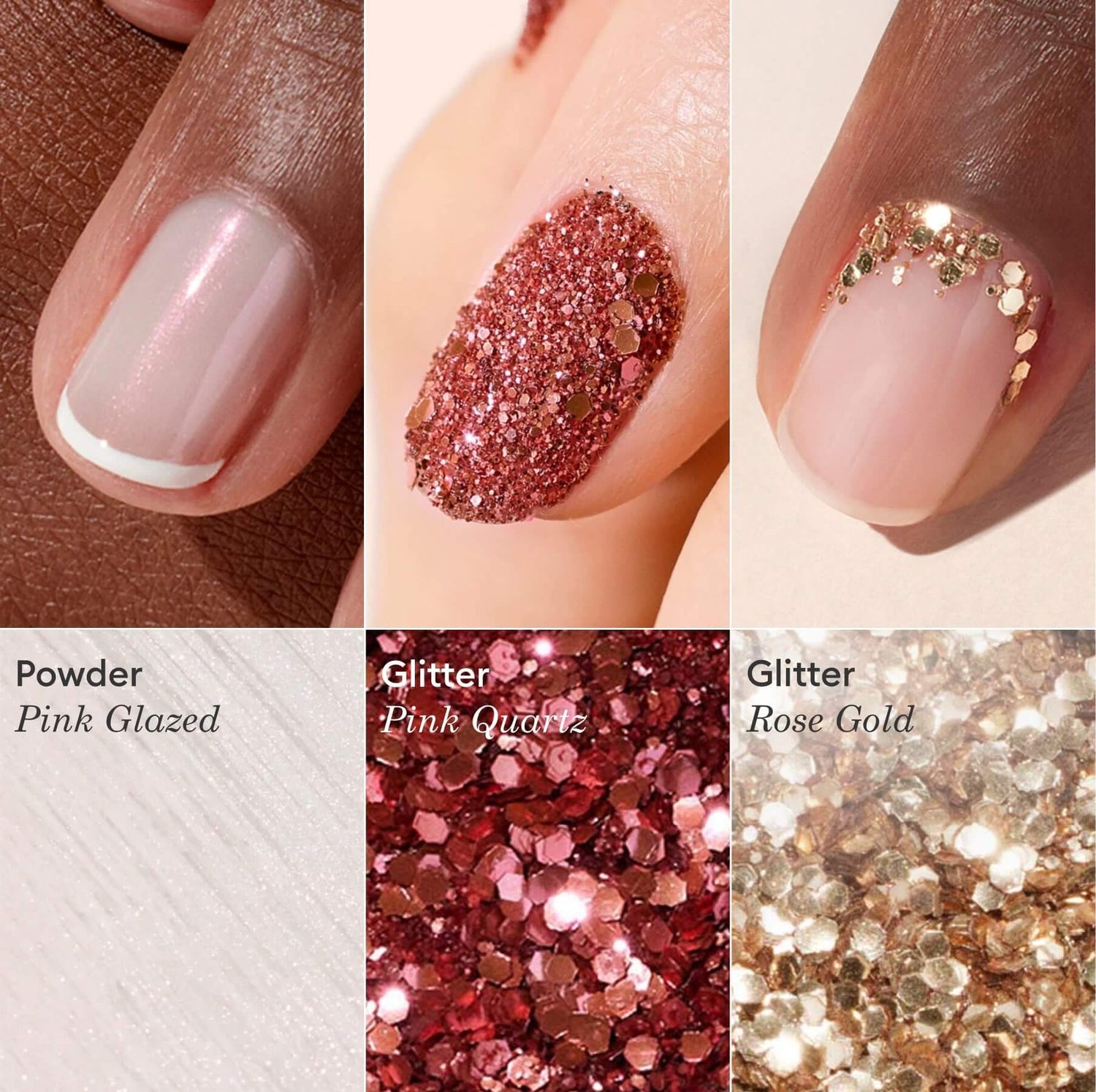 Glitters and effect powders trios