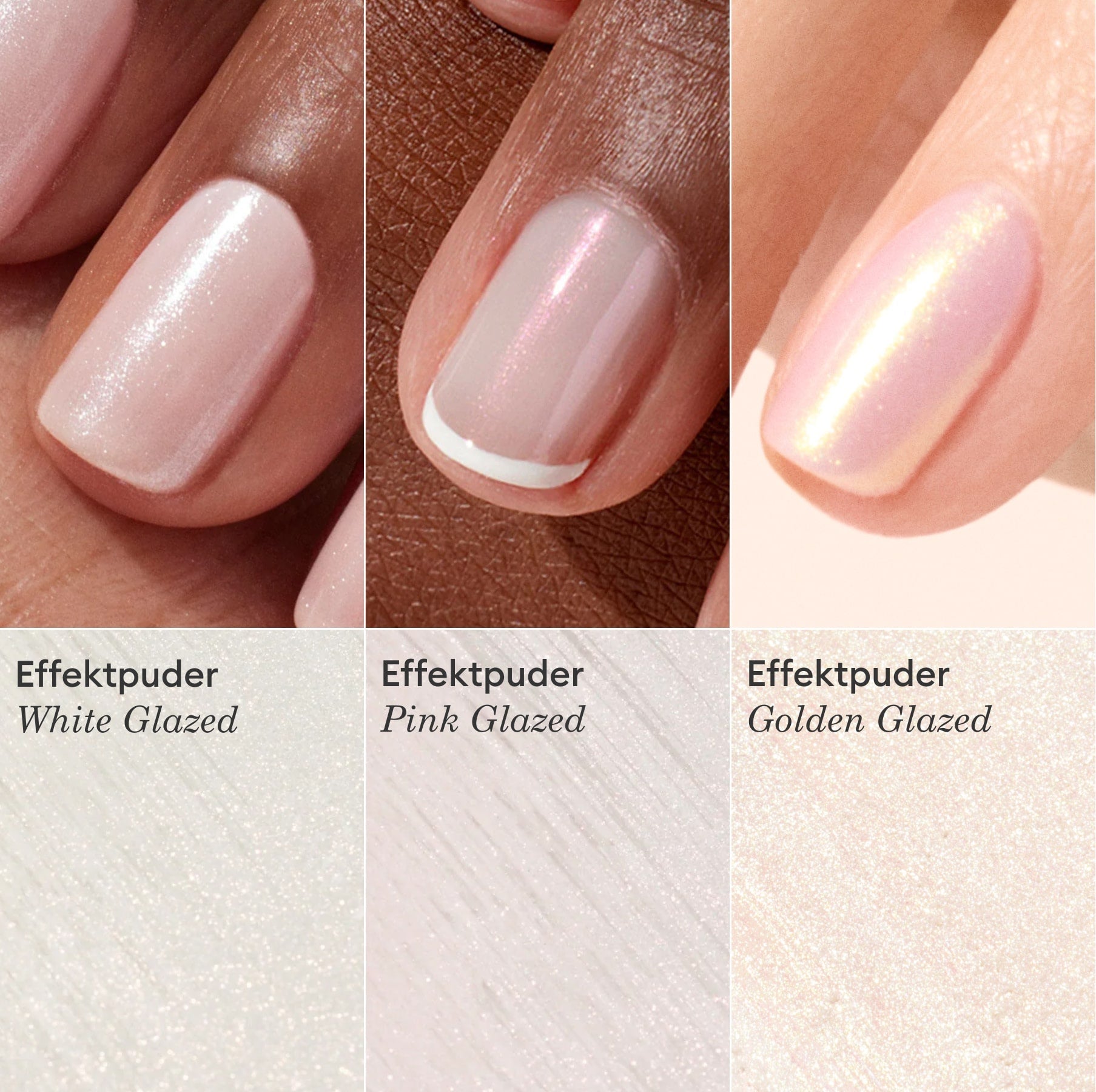 Trios aus Pailletten und Effektpuder