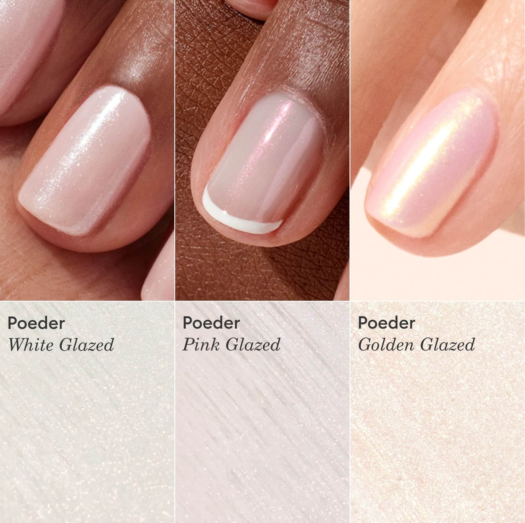 Trio van glitters en effectenpoeders