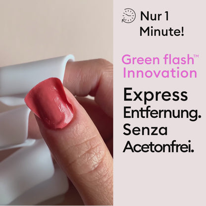 3er-Set Green Flash Base Coat Top Coat Sanfter Nagellackentferner