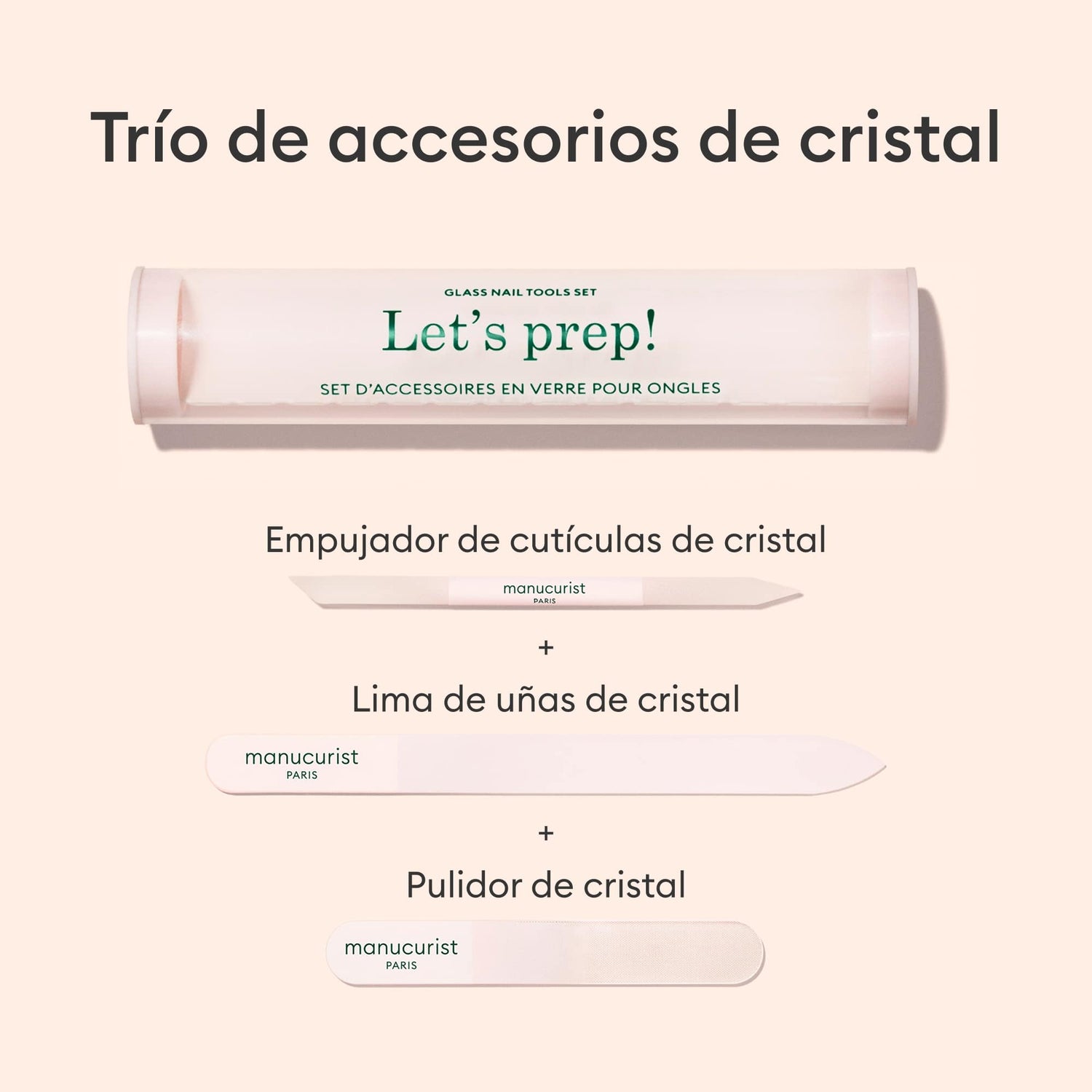 Trío de Accesorios de Cristal para uñas