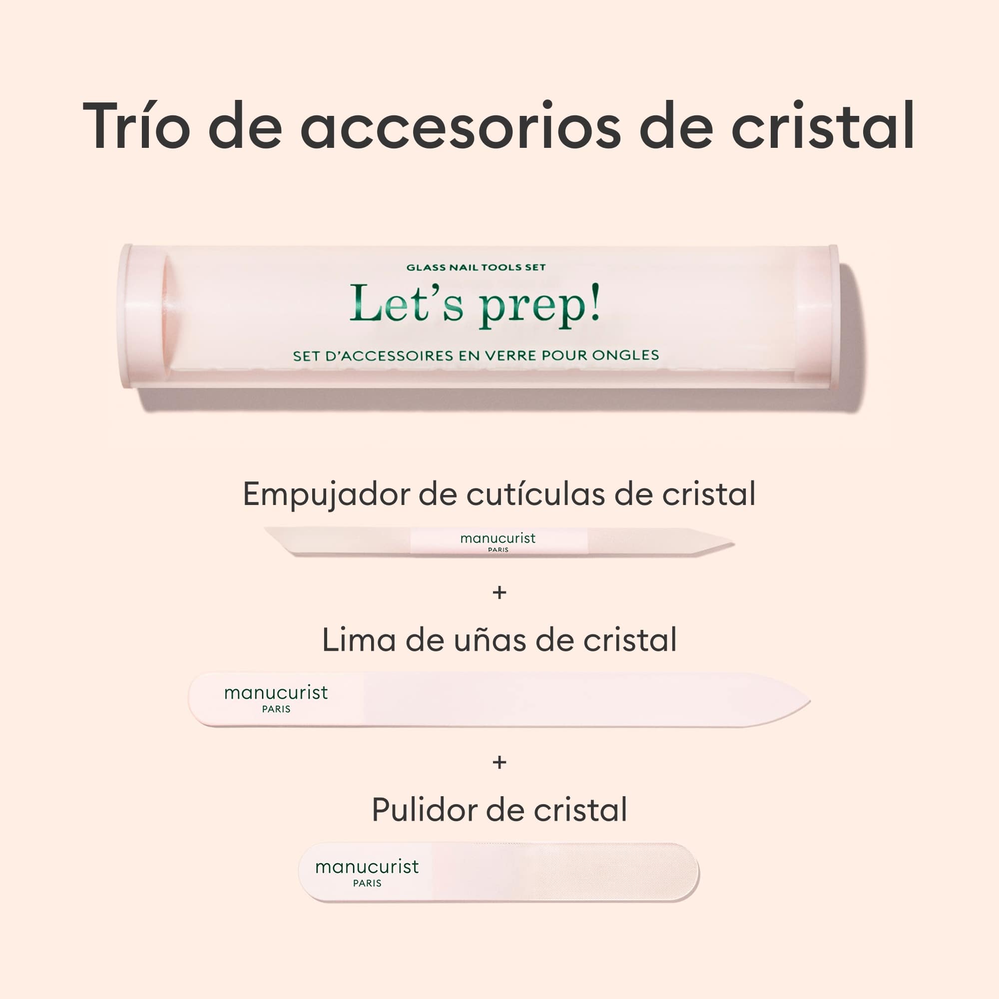 Trío de Accesorios de Cristal para uñas