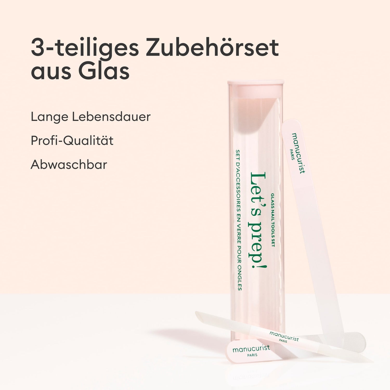 3-teiliges Nagelpflegeset aus Glas