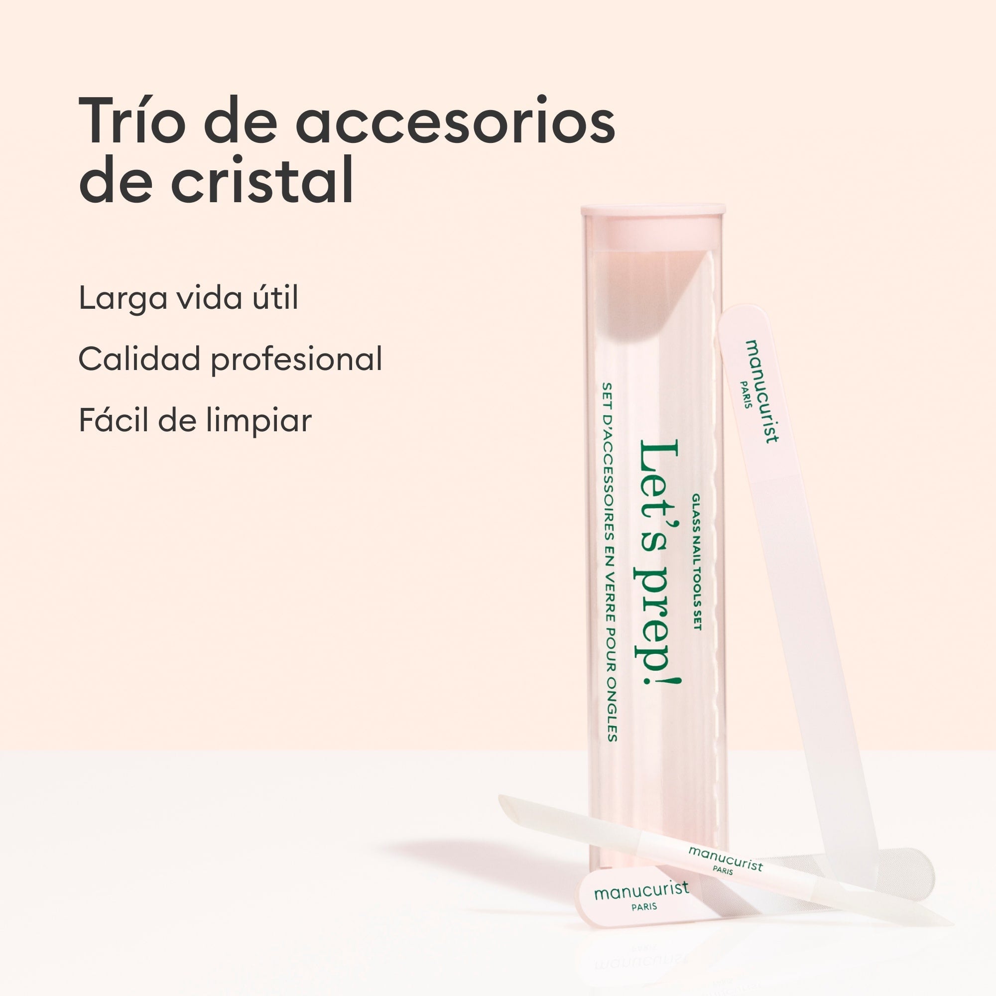 Trío de Accesorios de Cristal para uñas