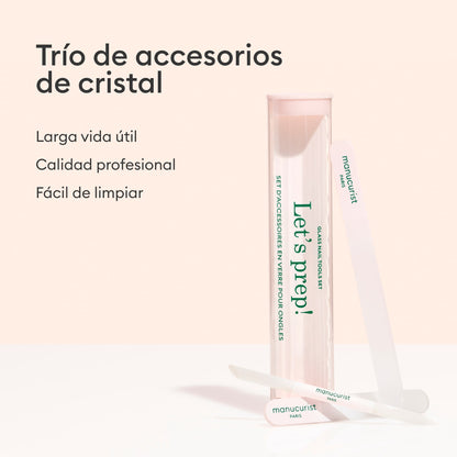 Trío de Accesorios de Cristal para uñas