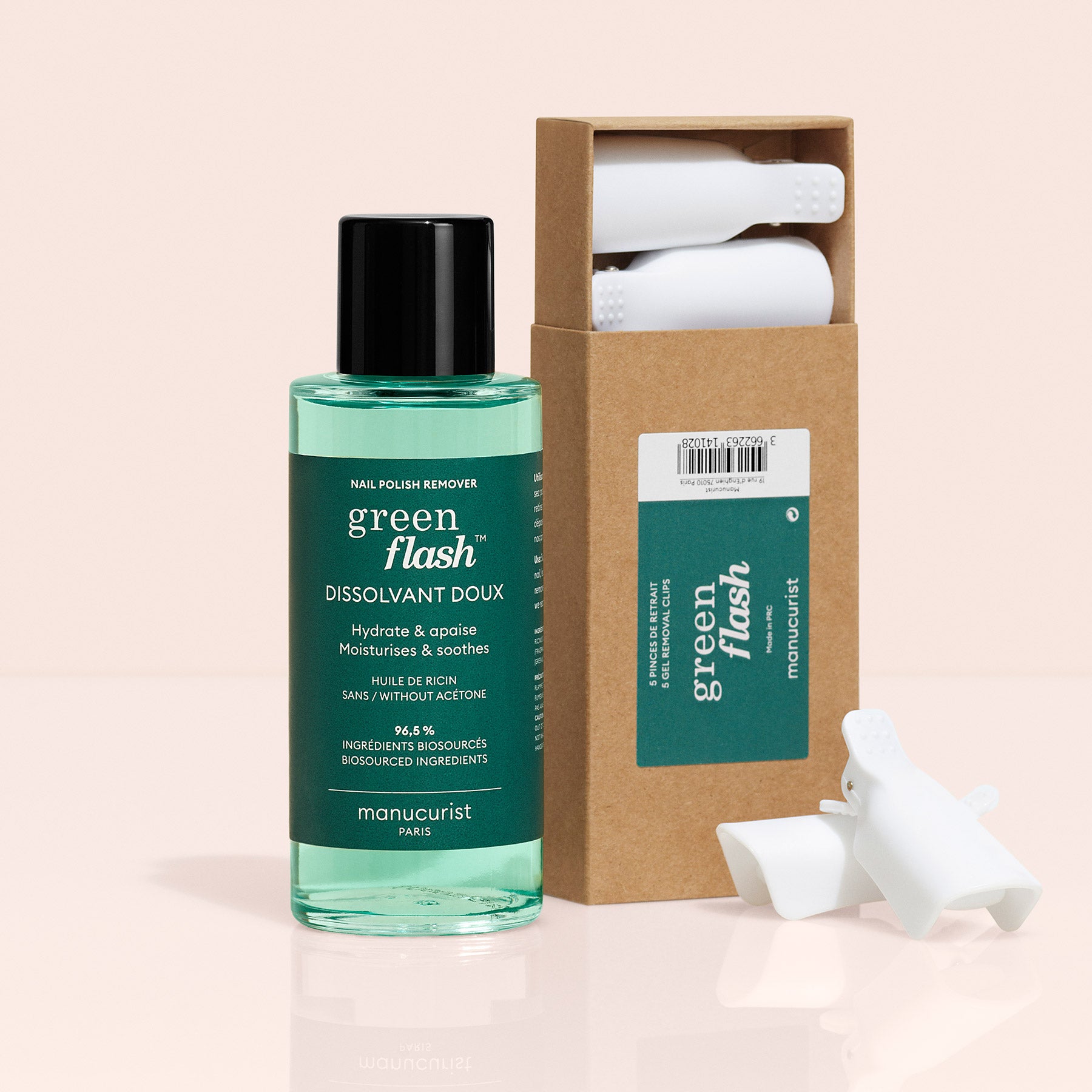 Duo Eau dissolvante Green Flash &amp; Pinces de retrait